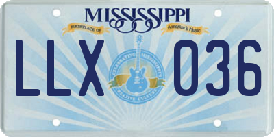 MS license plate LLX036