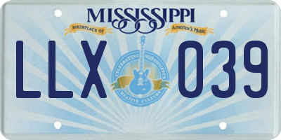 MS license plate LLX039