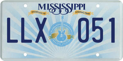 MS license plate LLX051