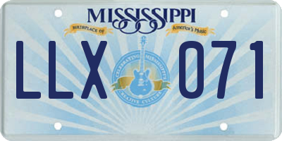 MS license plate LLX071
