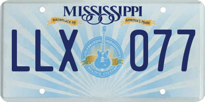 MS license plate LLX077