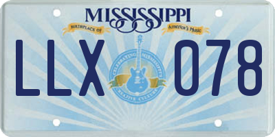 MS license plate LLX078