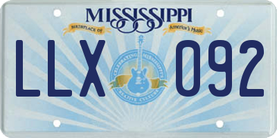 MS license plate LLX092