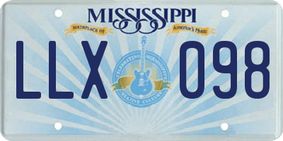 MS license plate LLX098