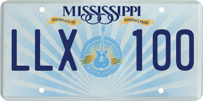 MS license plate LLX100
