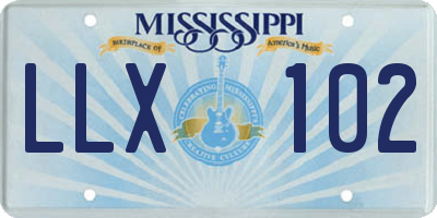 MS license plate LLX102