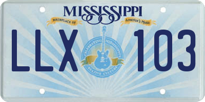 MS license plate LLX103