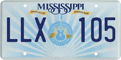 MS license plate LLX105