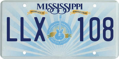 MS license plate LLX108