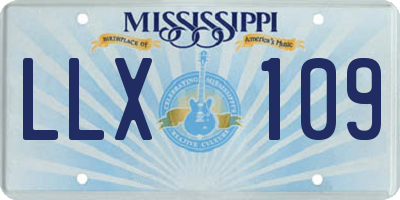 MS license plate LLX109