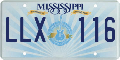 MS license plate LLX116
