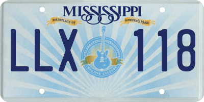 MS license plate LLX118