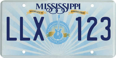 MS license plate LLX123