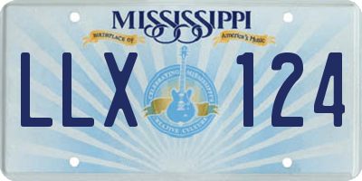 MS license plate LLX124