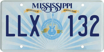 MS license plate LLX132
