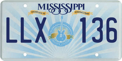 MS license plate LLX136