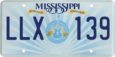 MS license plate LLX139