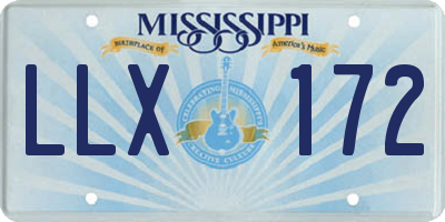 MS license plate LLX172