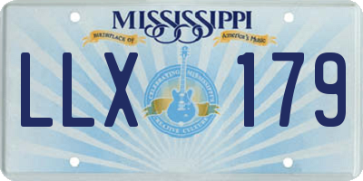 MS license plate LLX179