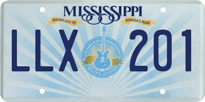 MS license plate LLX201