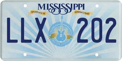 MS license plate LLX202