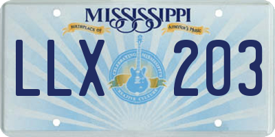 MS license plate LLX203