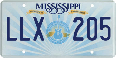 MS license plate LLX205