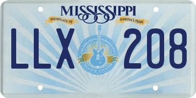 MS license plate LLX208