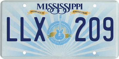 MS license plate LLX209