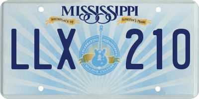 MS license plate LLX210