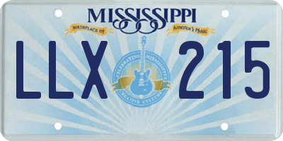 MS license plate LLX215