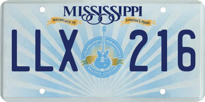 MS license plate LLX216