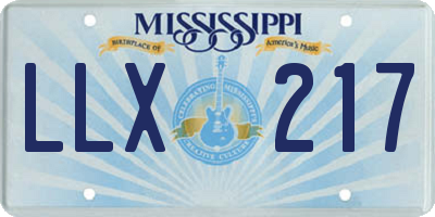 MS license plate LLX217