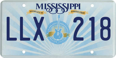 MS license plate LLX218
