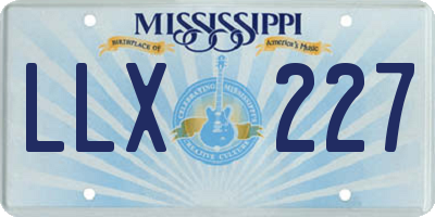 MS license plate LLX227