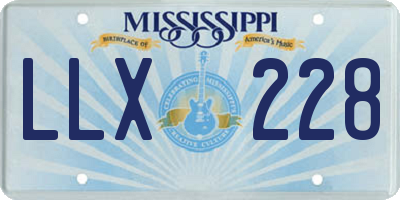 MS license plate LLX228