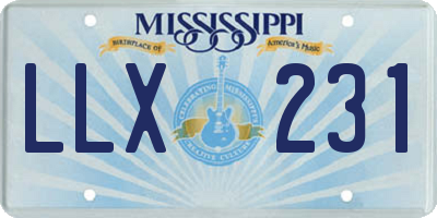 MS license plate LLX231