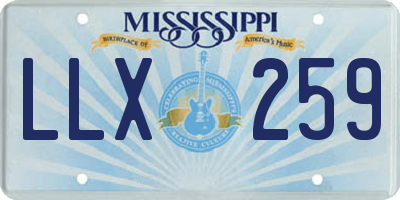 MS license plate LLX259