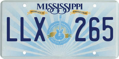 MS license plate LLX265