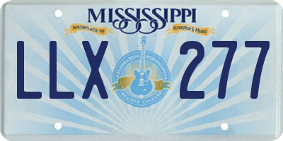 MS license plate LLX277