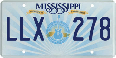 MS license plate LLX278