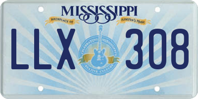 MS license plate LLX308