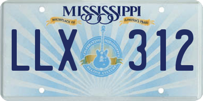 MS license plate LLX312