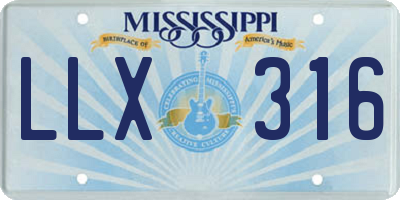 MS license plate LLX316