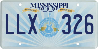 MS license plate LLX326