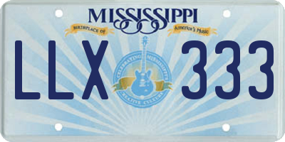 MS license plate LLX333