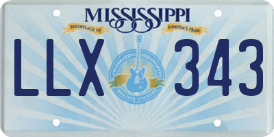 MS license plate LLX343