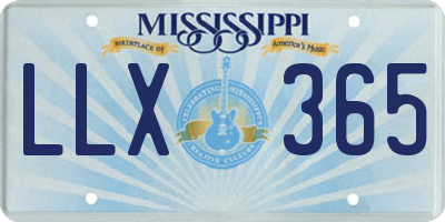 MS license plate LLX365