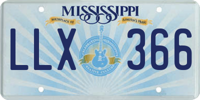 MS license plate LLX366