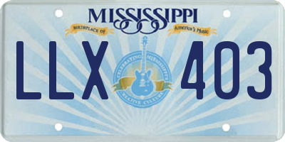 MS license plate LLX403